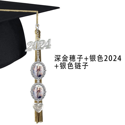 DIY 2024 Graduation Photo Frame with Tassels and Gems