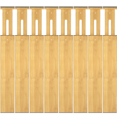 Ryqtop Bamboo Drawer Dividers17-22" Adjustable Kitchen Drawer Organizer for Clothes8 Pack Expandable Drawer Organization Separators for BedroomBathroomDresser and OfficeNatural