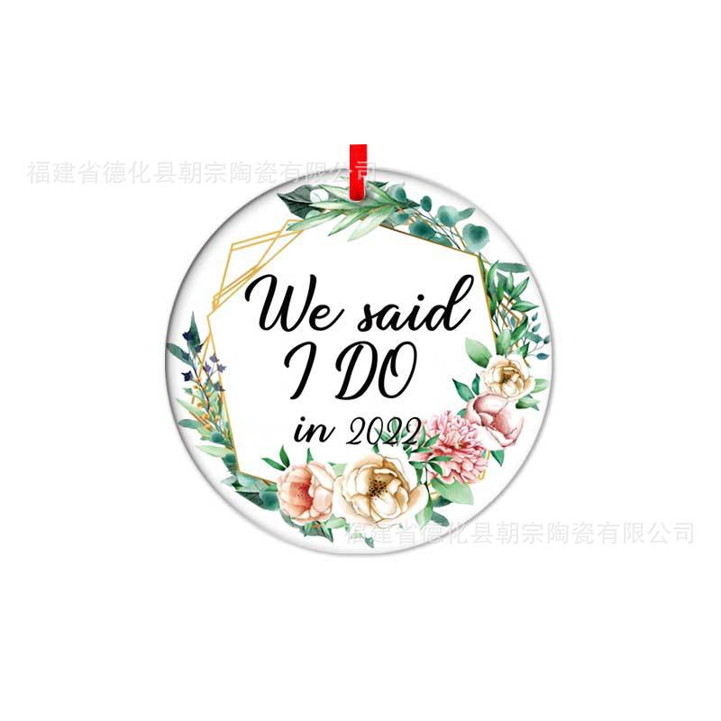 Double-Sided Printed Ceramic Christmas Bauble Ornament