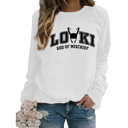 Women's Printed Crew Neck Sweatshirt - Loose Fit Fashion
