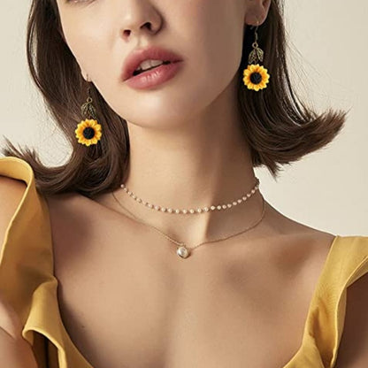 Fashionable Sunflower Pendant Earrings for Wholesale