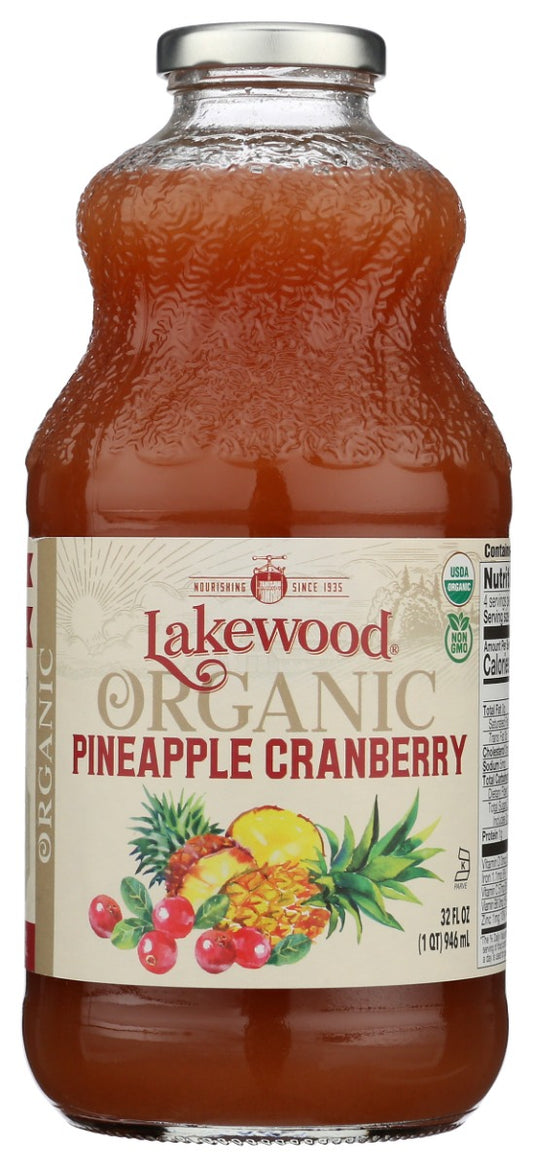 LAKEWOOD: Organic Pineapple Cranberry Juice, 32 fo