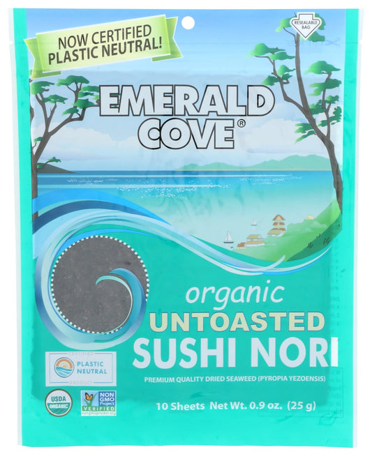 EMERALD COVE: Nori Seaweed Organic Untoasted, 10 pc