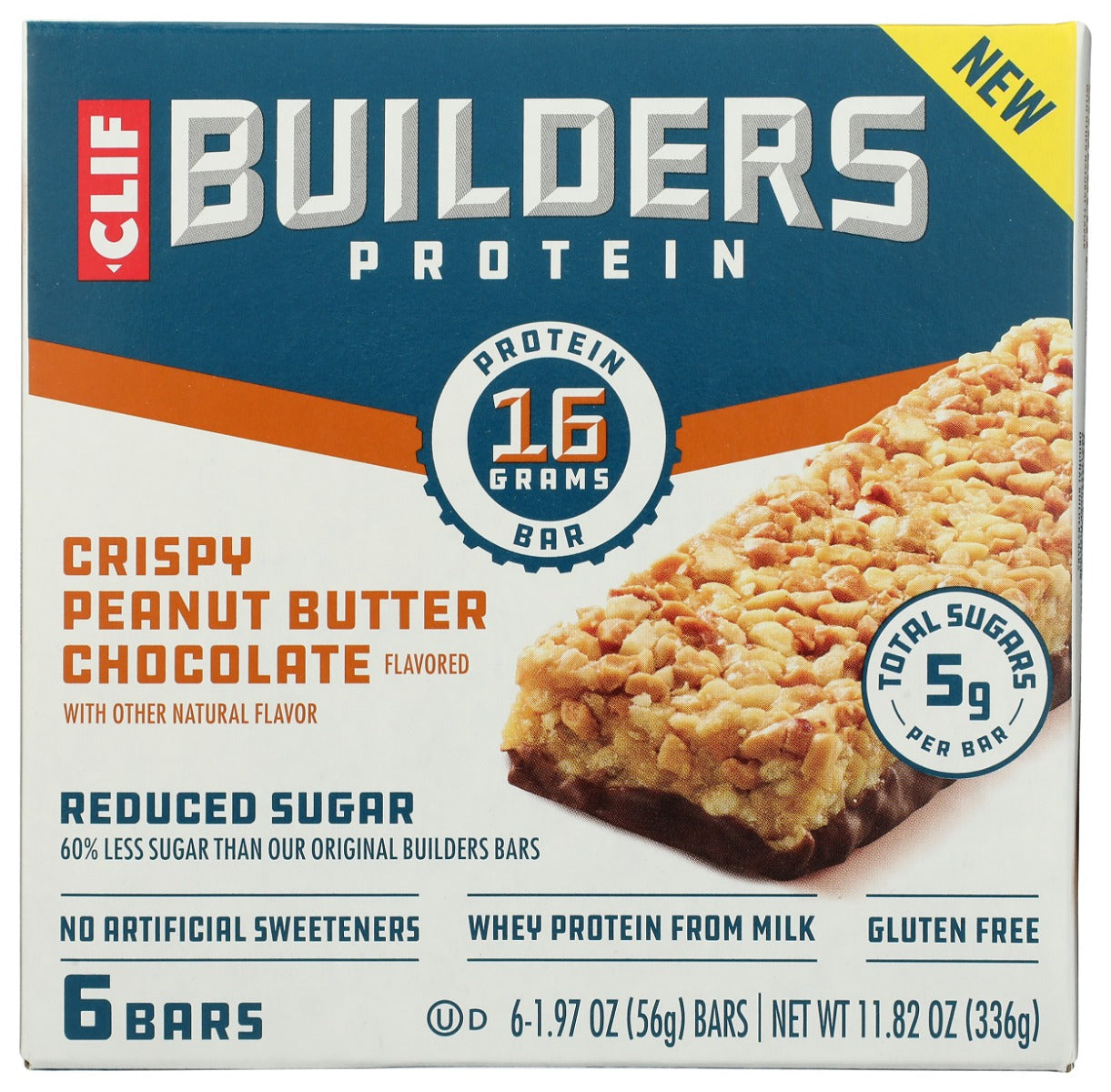 CLIF BUILDER: Peanut Butter Chocolate Protein Crisp Bar 6Pc, 11.82 oz