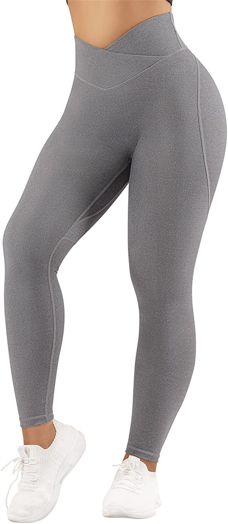 High Waist Solid Color Yoga Pants with Cross Waist Design