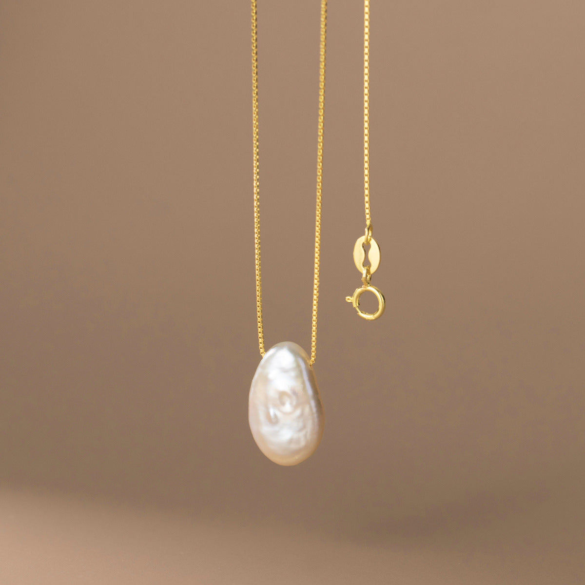 Irregular Flat Pearl Necklace in S925 Silver for Women