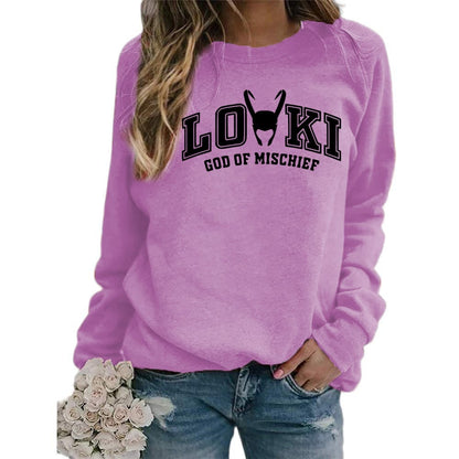 Women's Printed Crew Neck Sweatshirt - Loose Fit Fashion