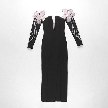 New Cross-Border Long Sleeve V-Neck Floral Dress