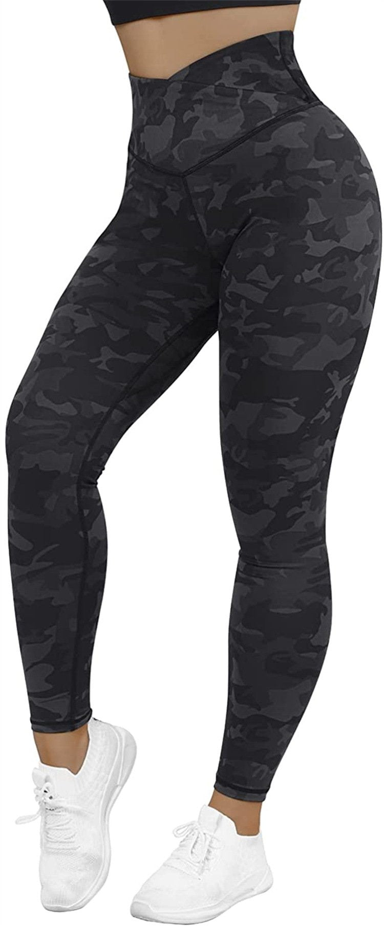 High Waist Solid Color Yoga Pants with Cross Waist Design