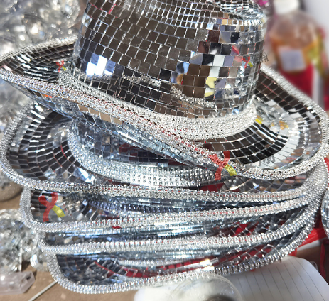 Reflective Mirror Laser Cowboy Hat for Prom Party