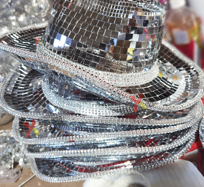 Reflective Mirror Laser Cowboy Hat for Prom Party