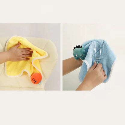 Coral Fleece Cartoon Fruit Hanging Hand Towel (1pc)