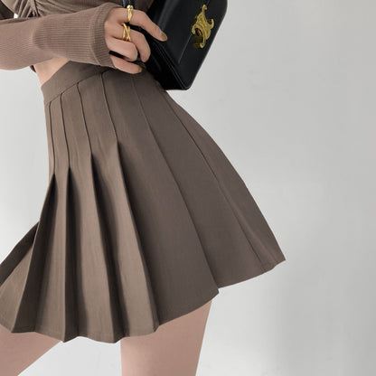 Fashionable Pleated Skirt for Women - Coffee Color