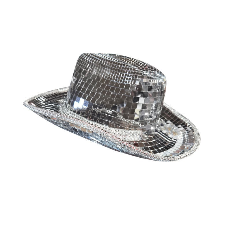 Reflective Mirror Laser Cowboy Hat for Prom Party