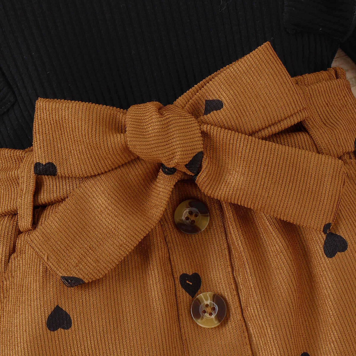 Girls' Cotton Top & Corduroy Skirt Valentine's Set