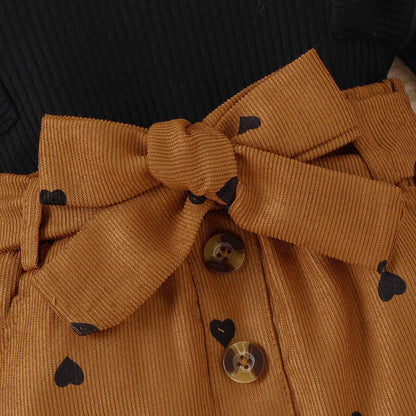 Girls' Cotton Top & Corduroy Skirt Valentine's Set