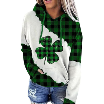 Lucky Grass Print Women's Casual Hoodie Sweatshirt