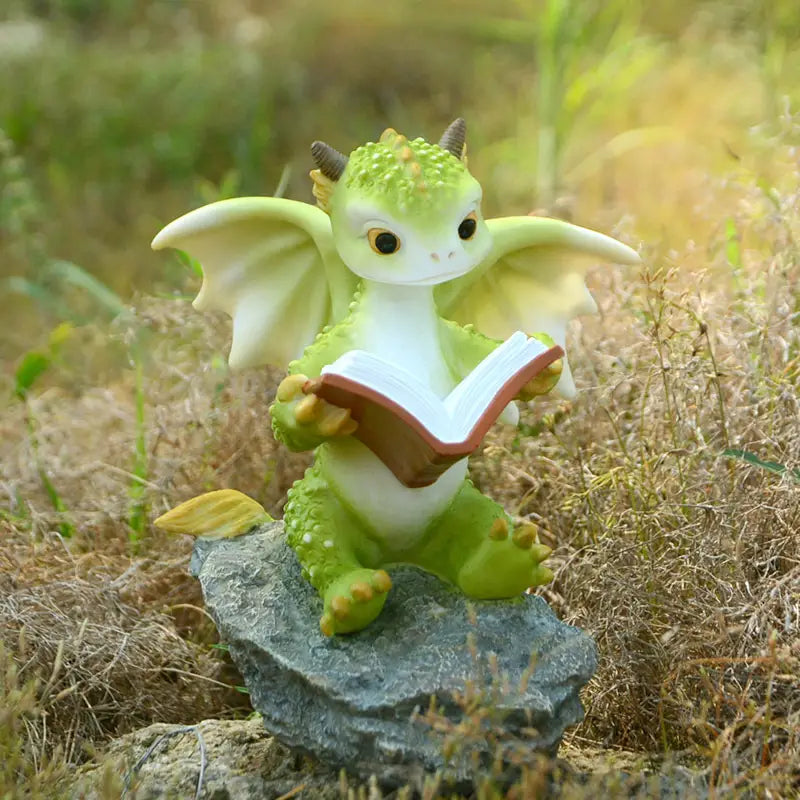 1 Unit Cartoon Dinosaur Resin Reading Book Decor