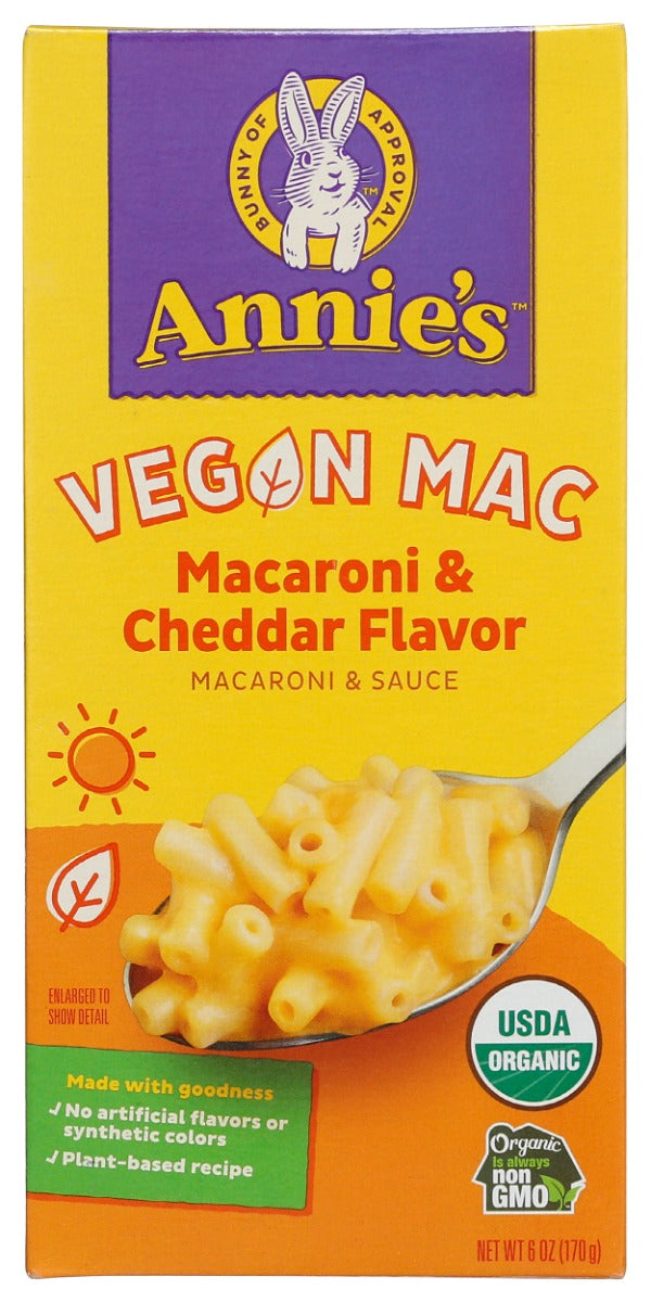 ANNIES HOMEGROWN: Vegan Macaroni and Cheddar, 6 oz