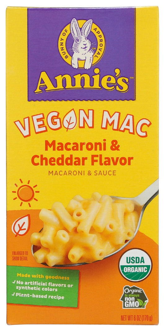 ANNIES HOMEGROWN: Vegan Macaroni and Cheddar, 6 oz