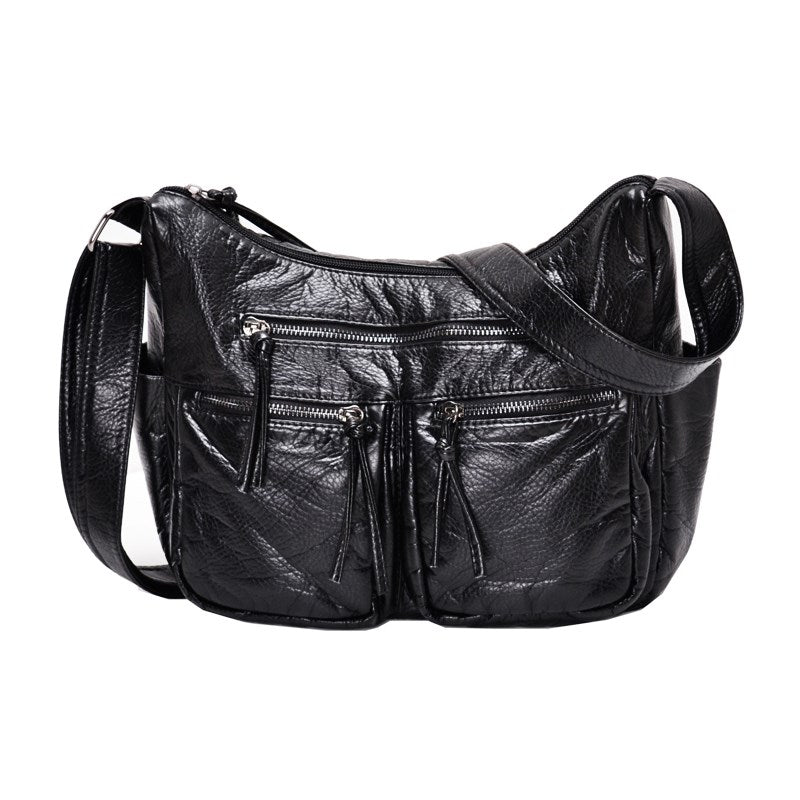 Washed Soft Leather Sling Bag for Moms