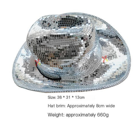 Reflective Mirror Laser Cowboy Hat for Prom Party