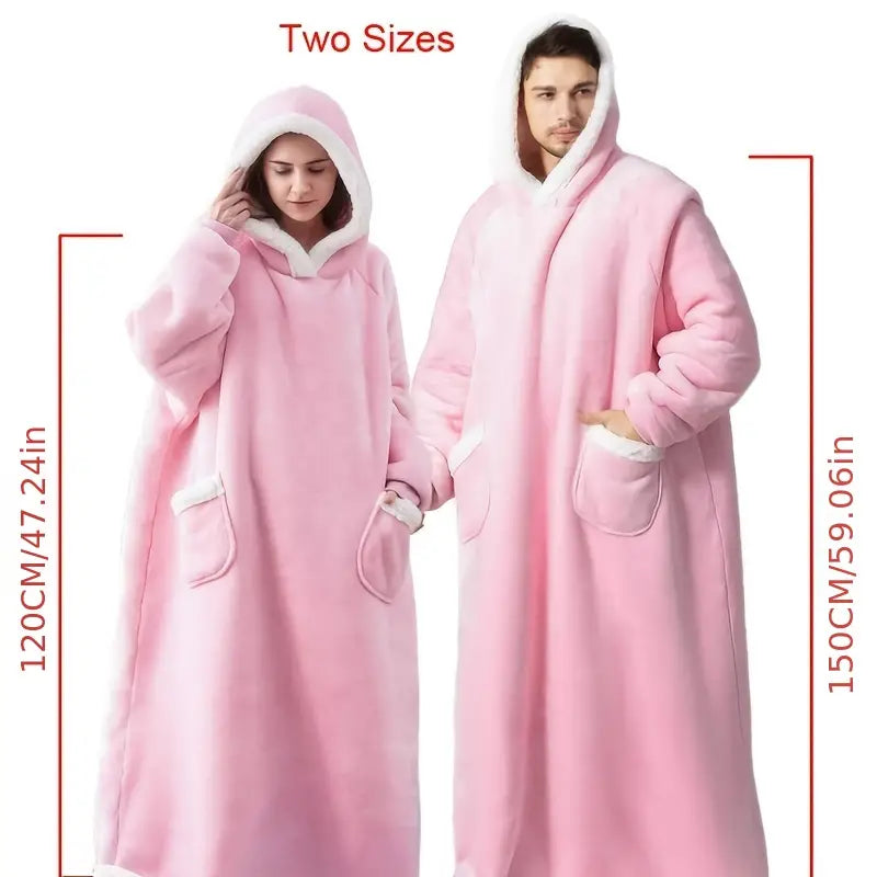 Cozy Flannel Blanket with Sleeves for Winter Comfort