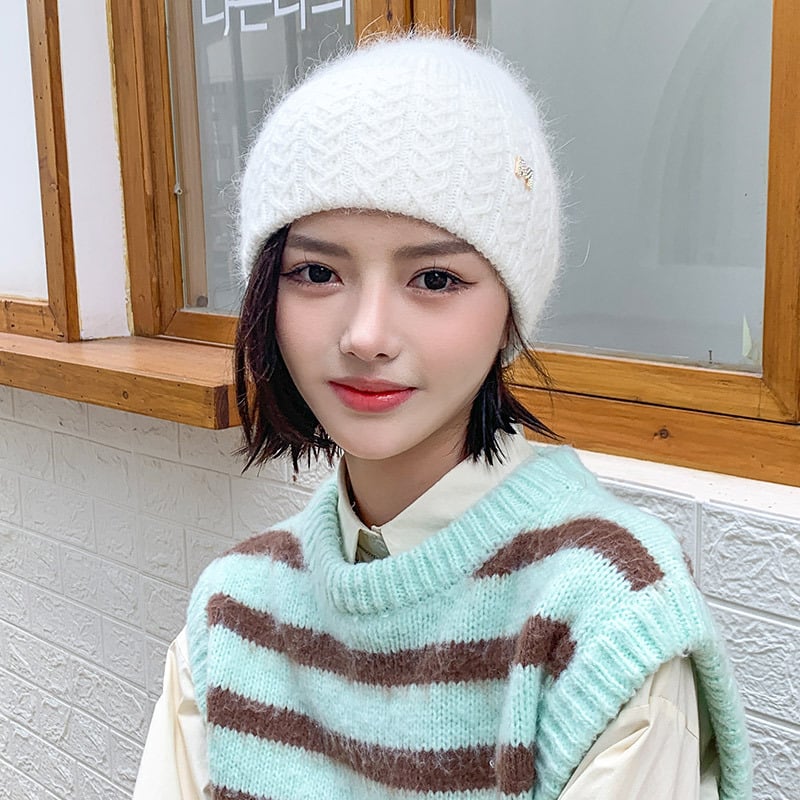 Women's Warm Knitted Wool Hat for Autumn and Winter