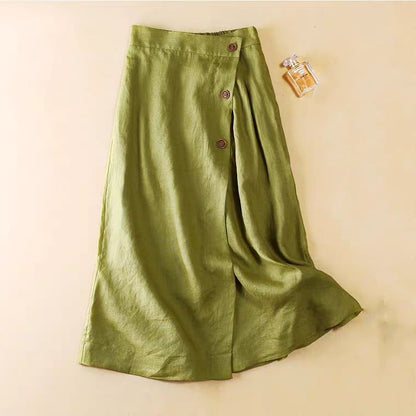Women's Casual Cotton Linen Elastic Waist Skirt