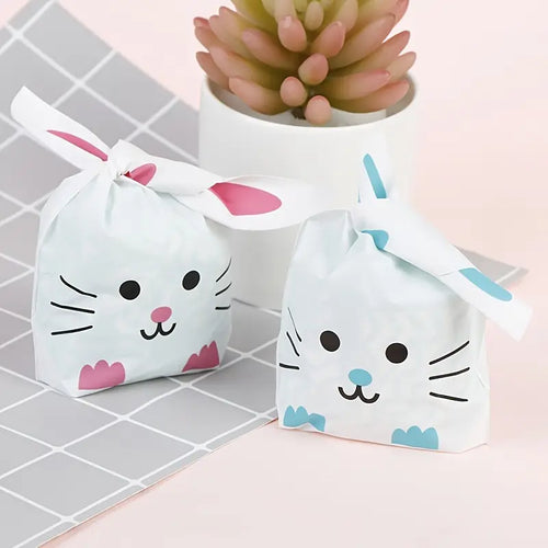 50pcs Cute Rabbit Ear Bags for Cookies and Snacks