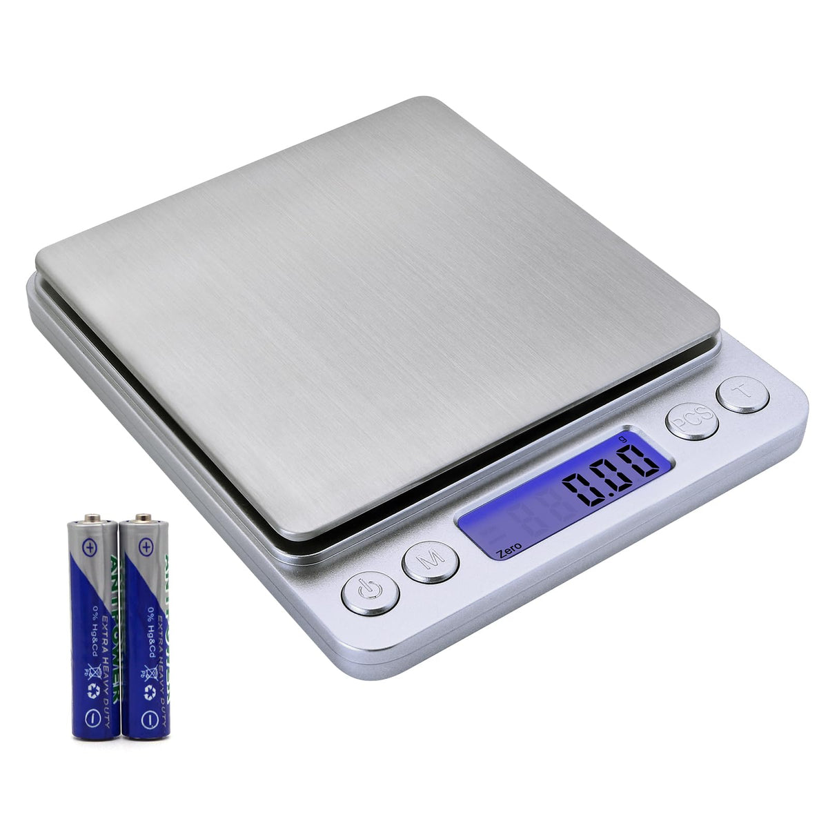 Barlunbee Gram ScaleCapacity 500g Accuracy 0.01g Mini Food Scales Digital Weight Grams and OzSmall Kitchen Scale High Precision for EspressoBakingJewelrySoap MakingSilver(Batteries Included)
