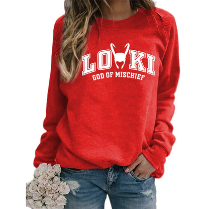 Women's Printed Crew Neck Sweatshirt - Loose Fit Fashion