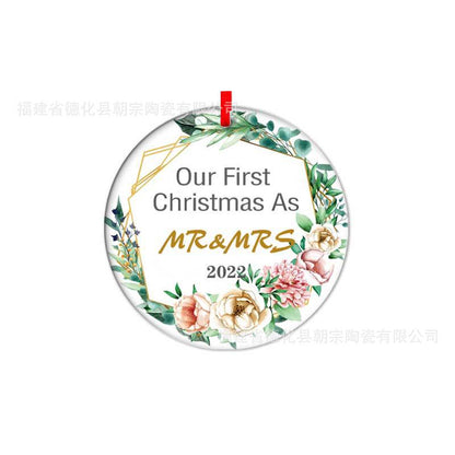 Double-Sided Printed Ceramic Christmas Bauble Ornament
