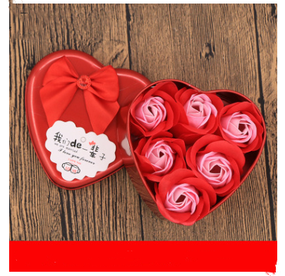 Soap Flower Gift Box with Bear and Heart-shaped Tin