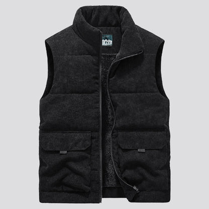 Men's Corduroy Vest with Pockets and Thick Lining