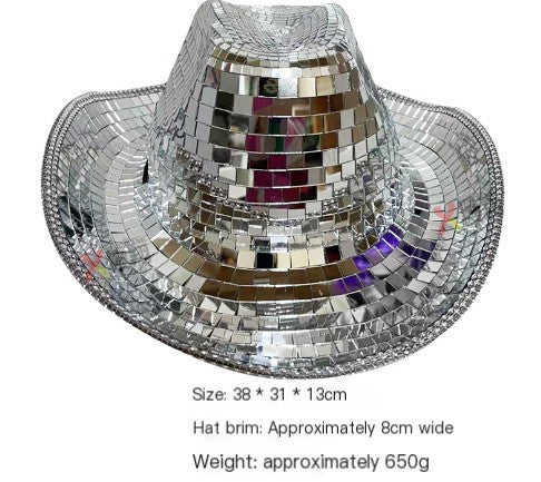 Reflective Mirror Laser Cowboy Hat for Prom Party