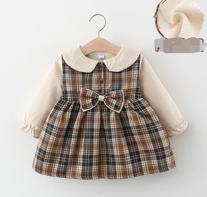 Girls Plaid Fleece Skirt with Bow-knot Detail