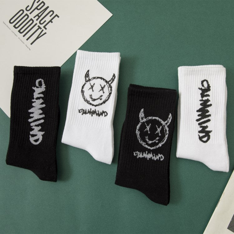 "Broken4 Cartoon Demon High Cotton Sports Socks (2-Pack)"
