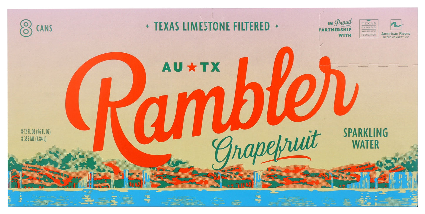 RAMBLER: Grapefruit Sparkling Water 8Pk, 96 fo