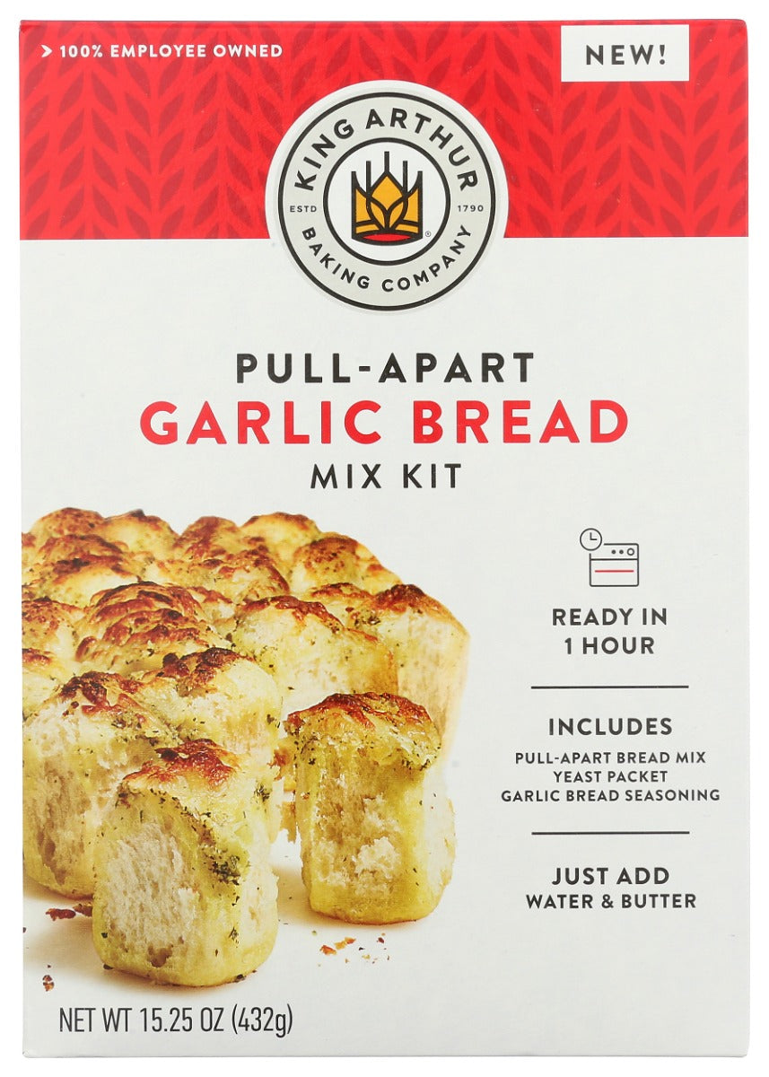 KING ARTHUR: Pull Apart Garlic Bread Mix Kit, 15.25 oz