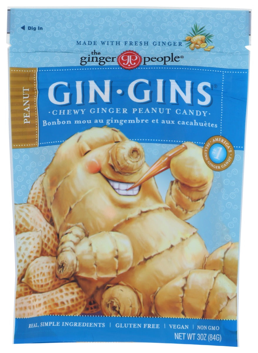 GINGER PEOPLE: Gin Gins Peanut Ginger Chews, 3 oz