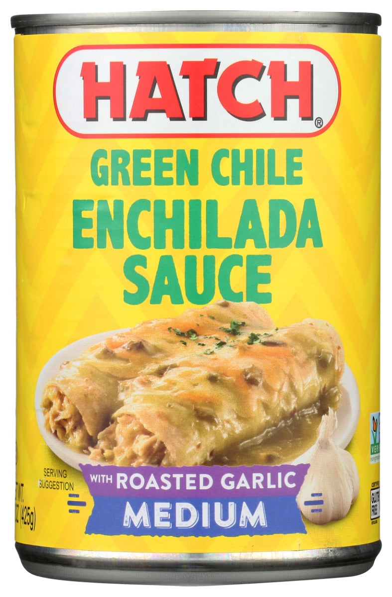 HATCH: Green Chile Enchilada Sauce with Roasted Garlic Medium, 14 oz