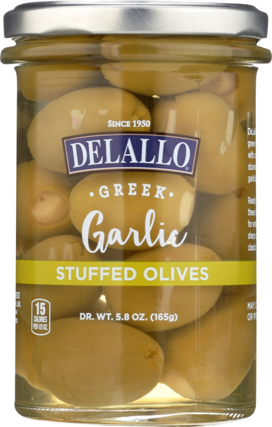 DELALLO: Garlic Stuffed Olives Jar, 5.8 oz