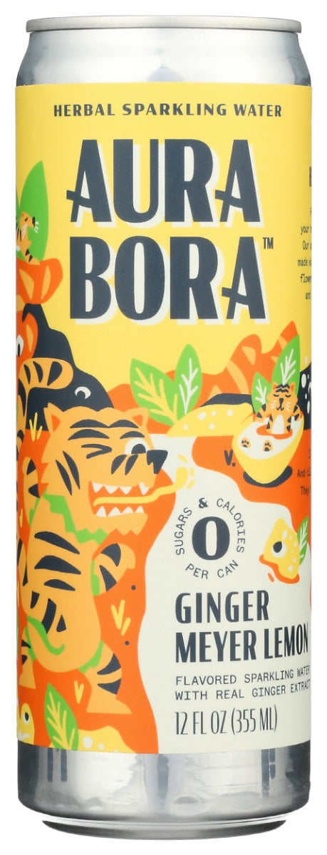AURA BORA: Ginger Meyer Lemon Sparkling Water, 12 fo