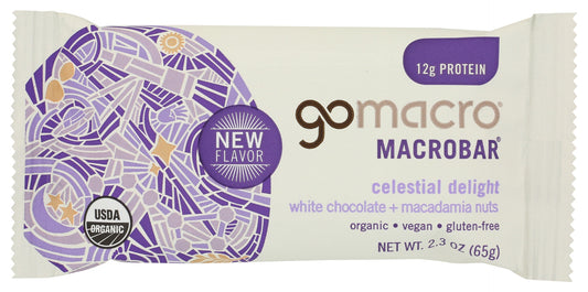 GOMACRO: White Chocolate Macadamia Nuts Protein Bar, 2.3 oz