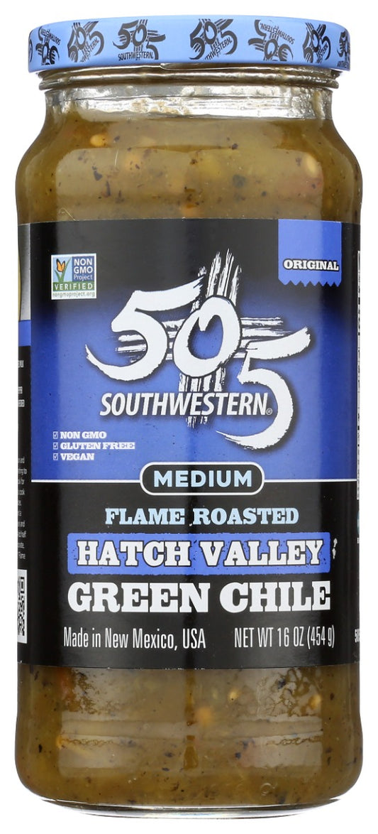 505 SOUTHWESTERN: Hatch Valley Roasted Green Chile Medium, 16 oz