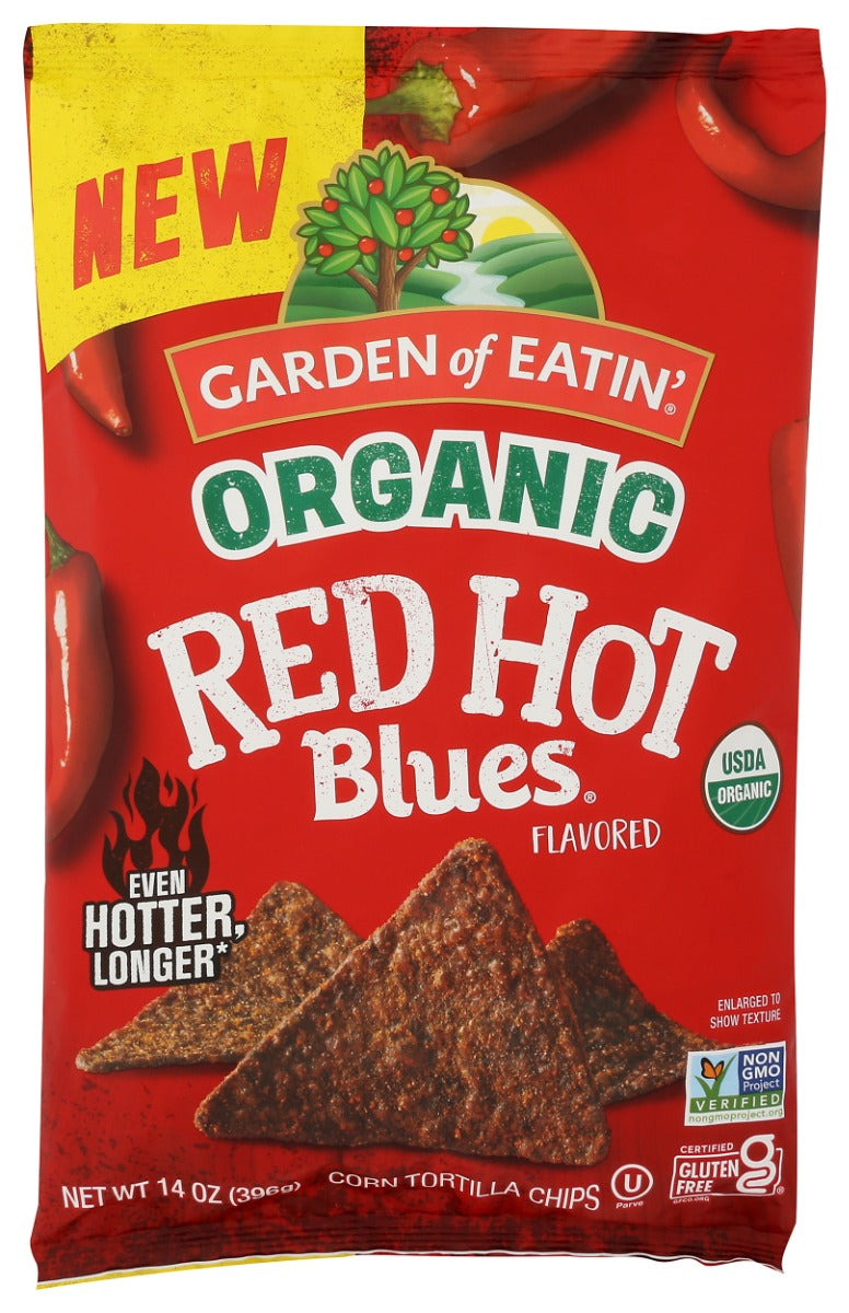 GARDEN OF EATIN: Organic Red Hot Blues Corn Tortilla Chips, 14 oz