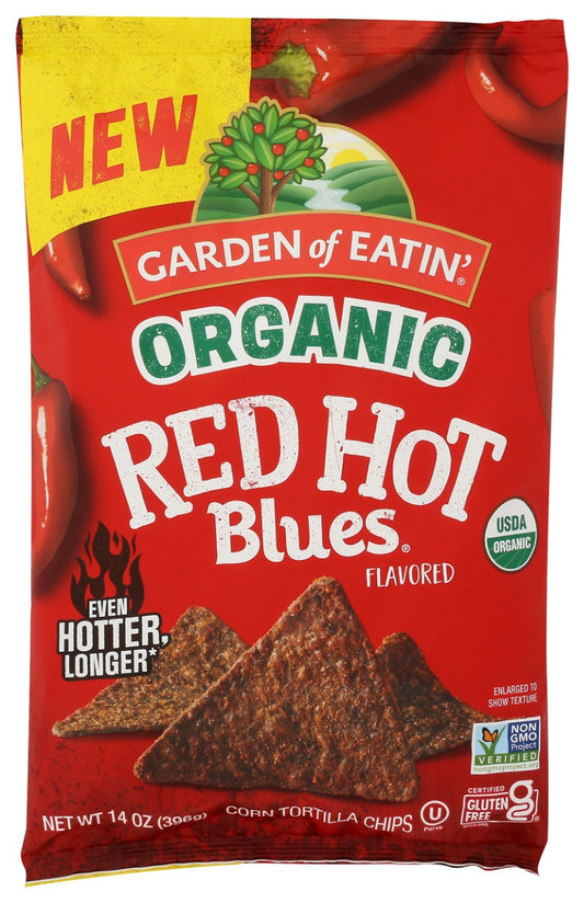 GARDEN OF EATIN: Organic Red Hot Blues Corn Tortilla Chips, 14 oz