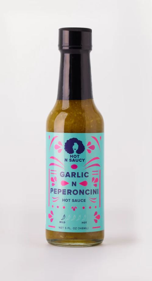 HOT N SAUCY: Garlic N Peperoncini Hot Sauce, 5 fo