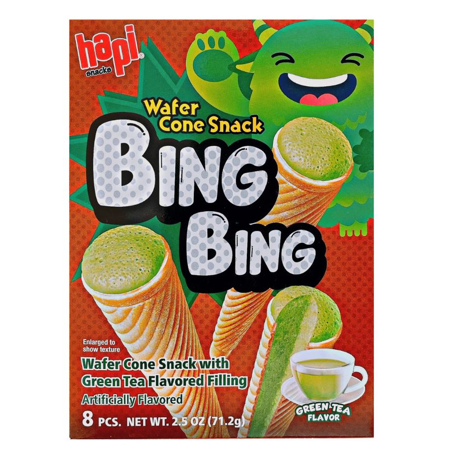 HAPI: Bing Bing Green Tea Wafer Cone Snack, 2.5 oz